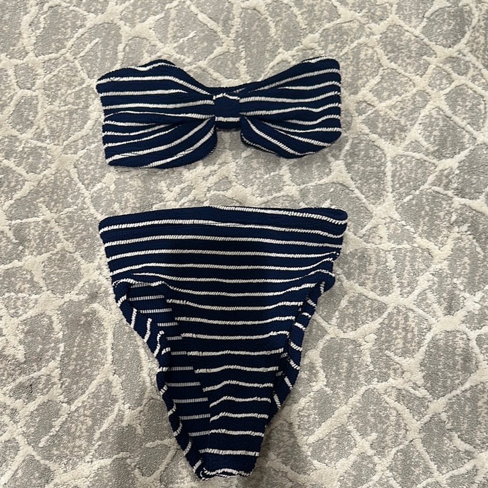 Hunza G Striped Navy and White Bikini Set